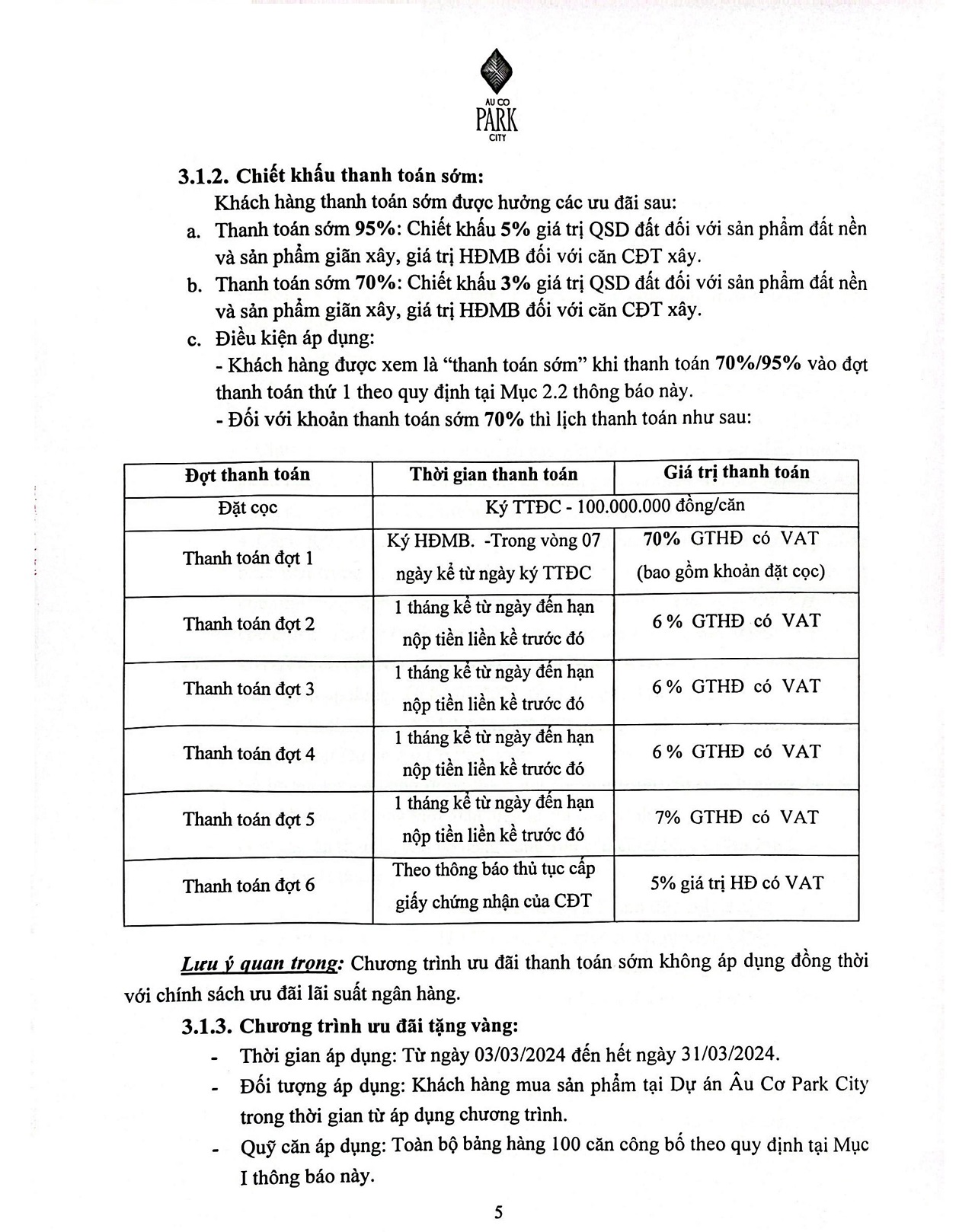 chính sách bán hàng dự án 